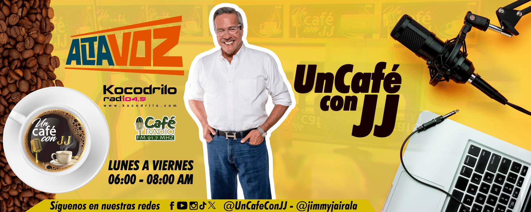 Jimmy Jairala presentando Un Café con JJ